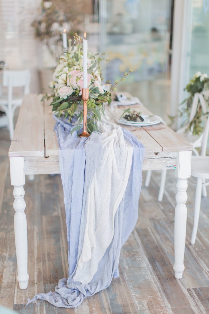 Hand dyed silks used for wedding table